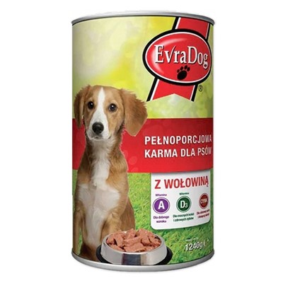 Karma dla psa z wołowiną 1240g Evradog